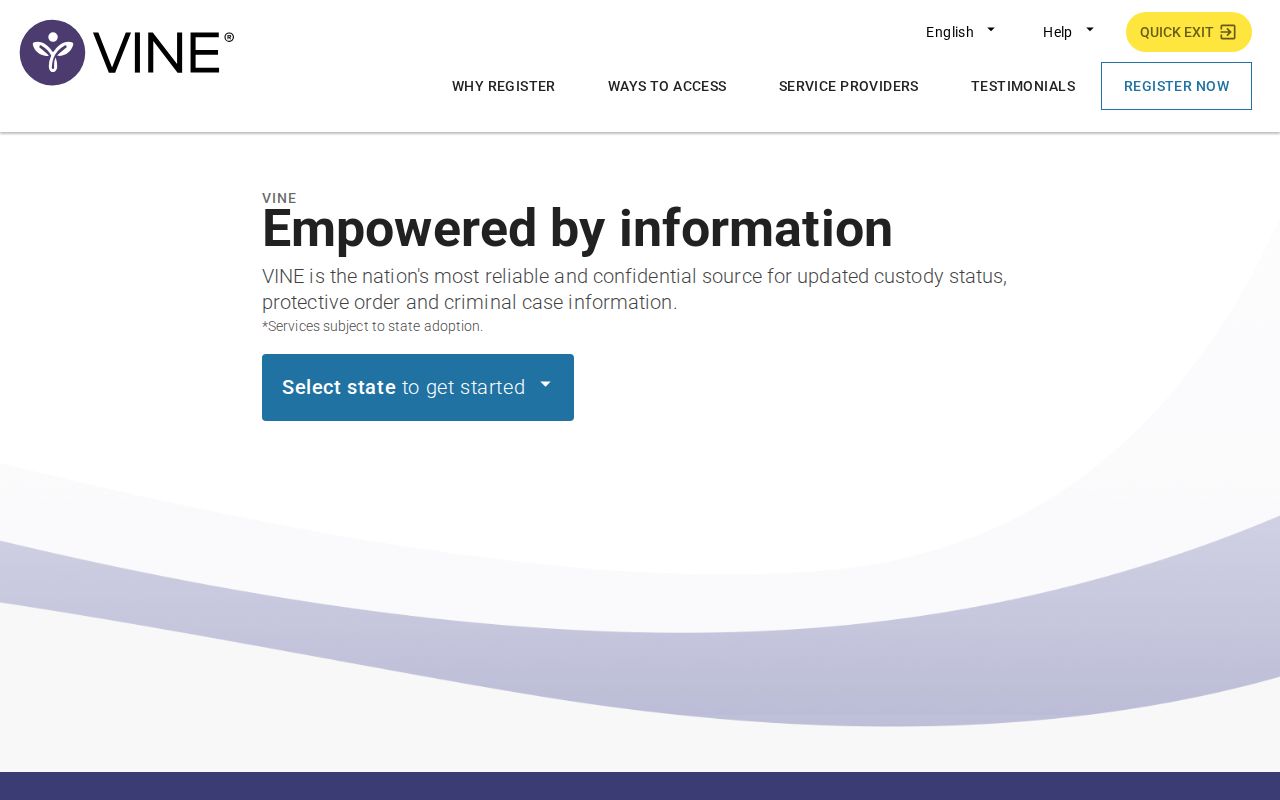 VINELink website entry point for custody searches and notifications